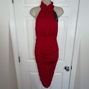 Ruched red dress